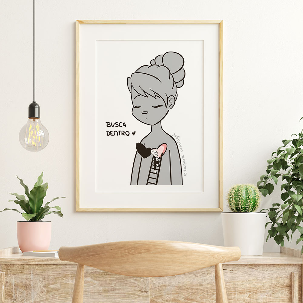 Lámina de crecimiento personal con ilustración decorativa con frase motivacional: te quiero